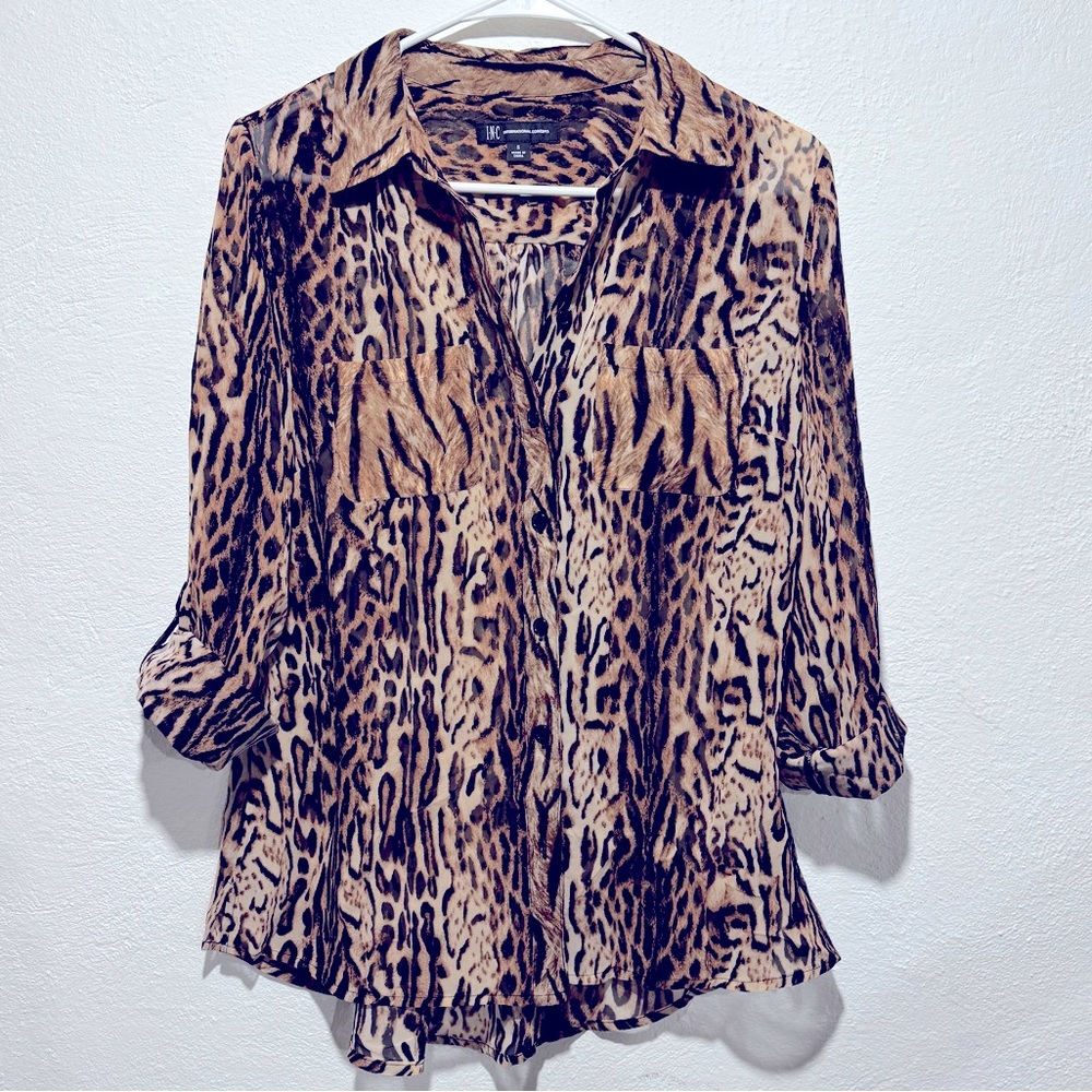 Leopard Print Button-Up Blouse